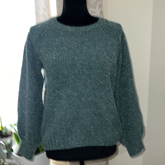 H&M Green and Silver Sparkle Sweater - Picture 4 of 8